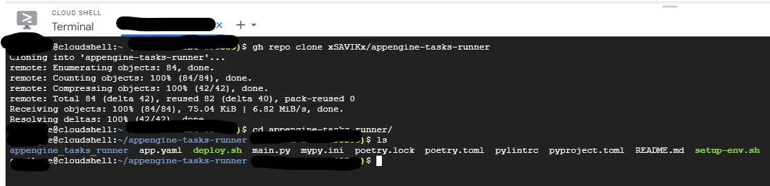Cloning the repo in Cloud Shell