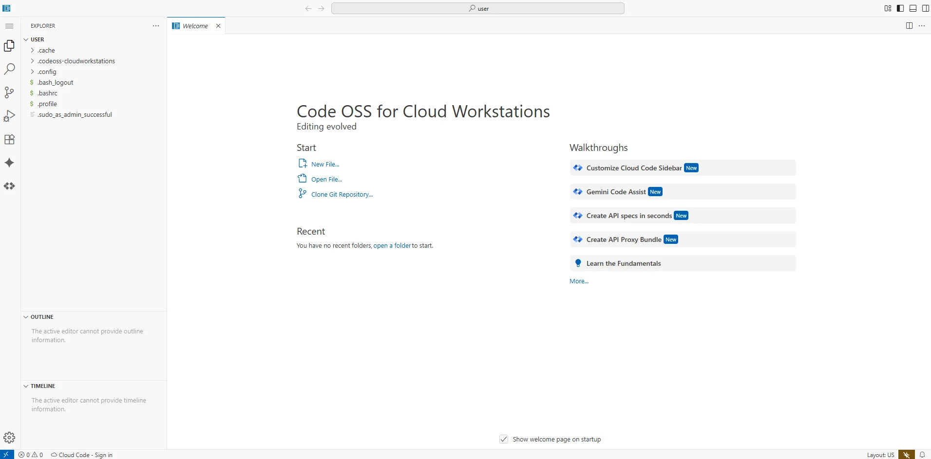 Cloud Workstations — Code OSS environment