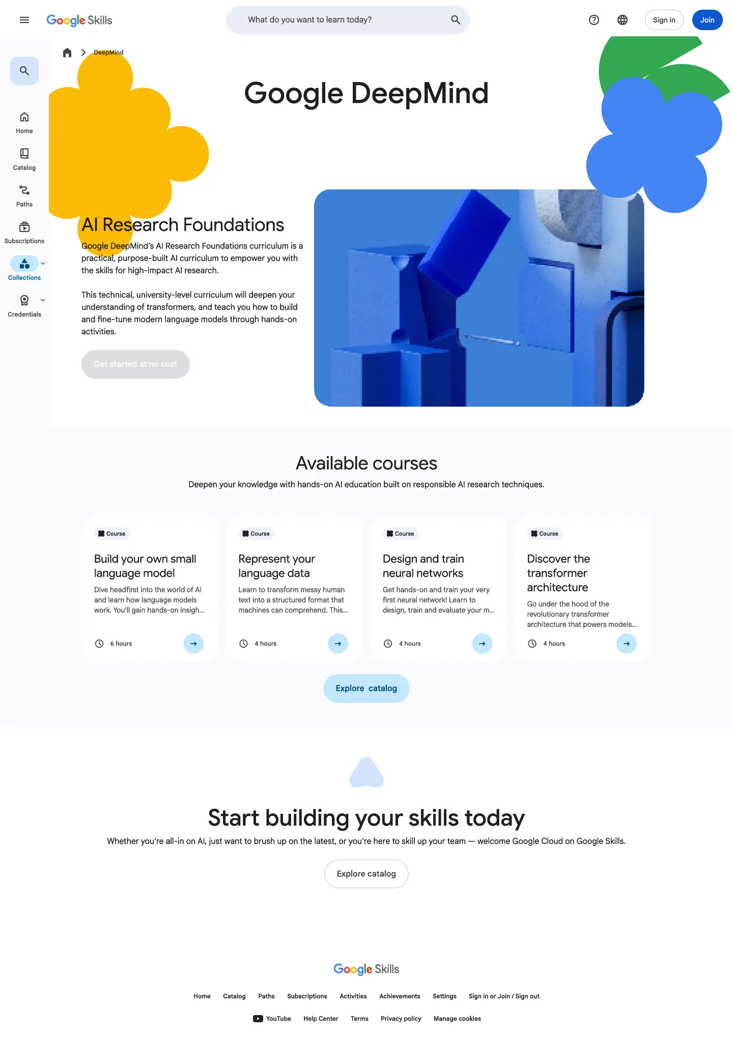 Google Skills DeepMind courses
