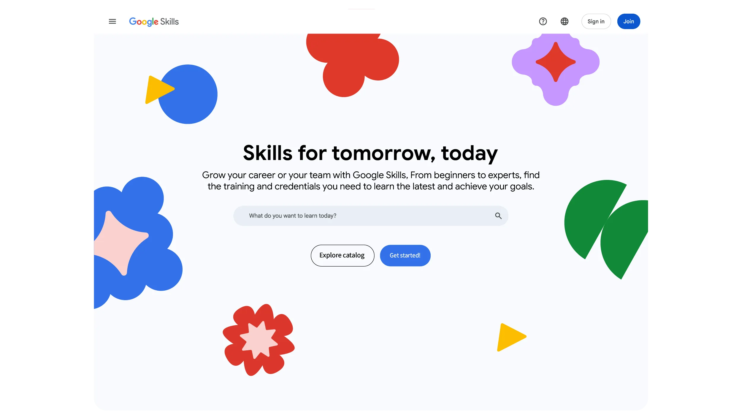 Google Skills Home Page