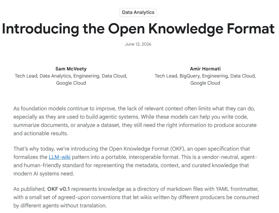 OKF announcement on the Google Cloud blog